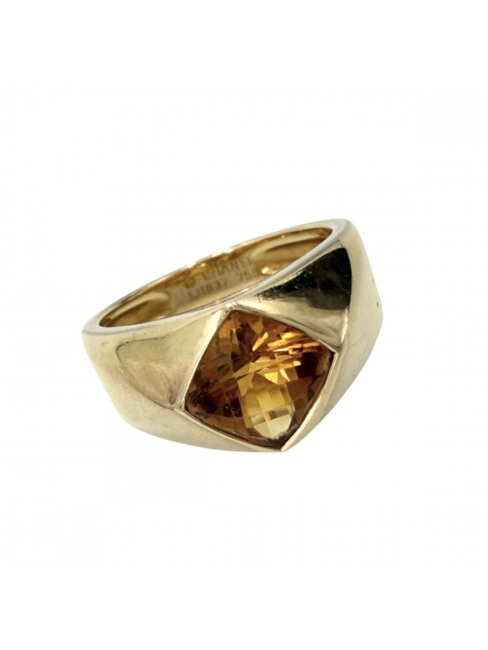 Chanel Ring 18k YG Gold Citrine Yellow